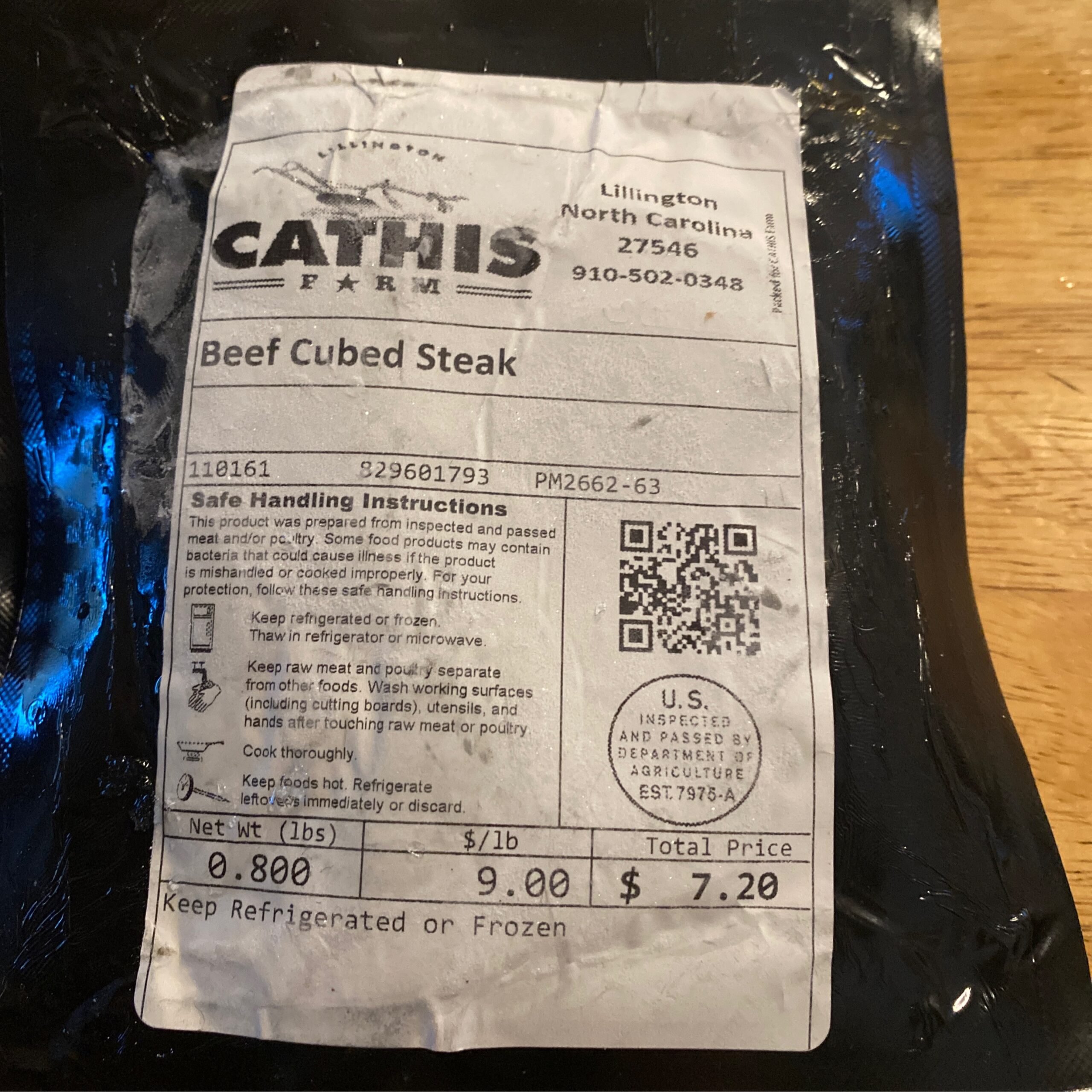Cathis Farm Beef Cubed Steak